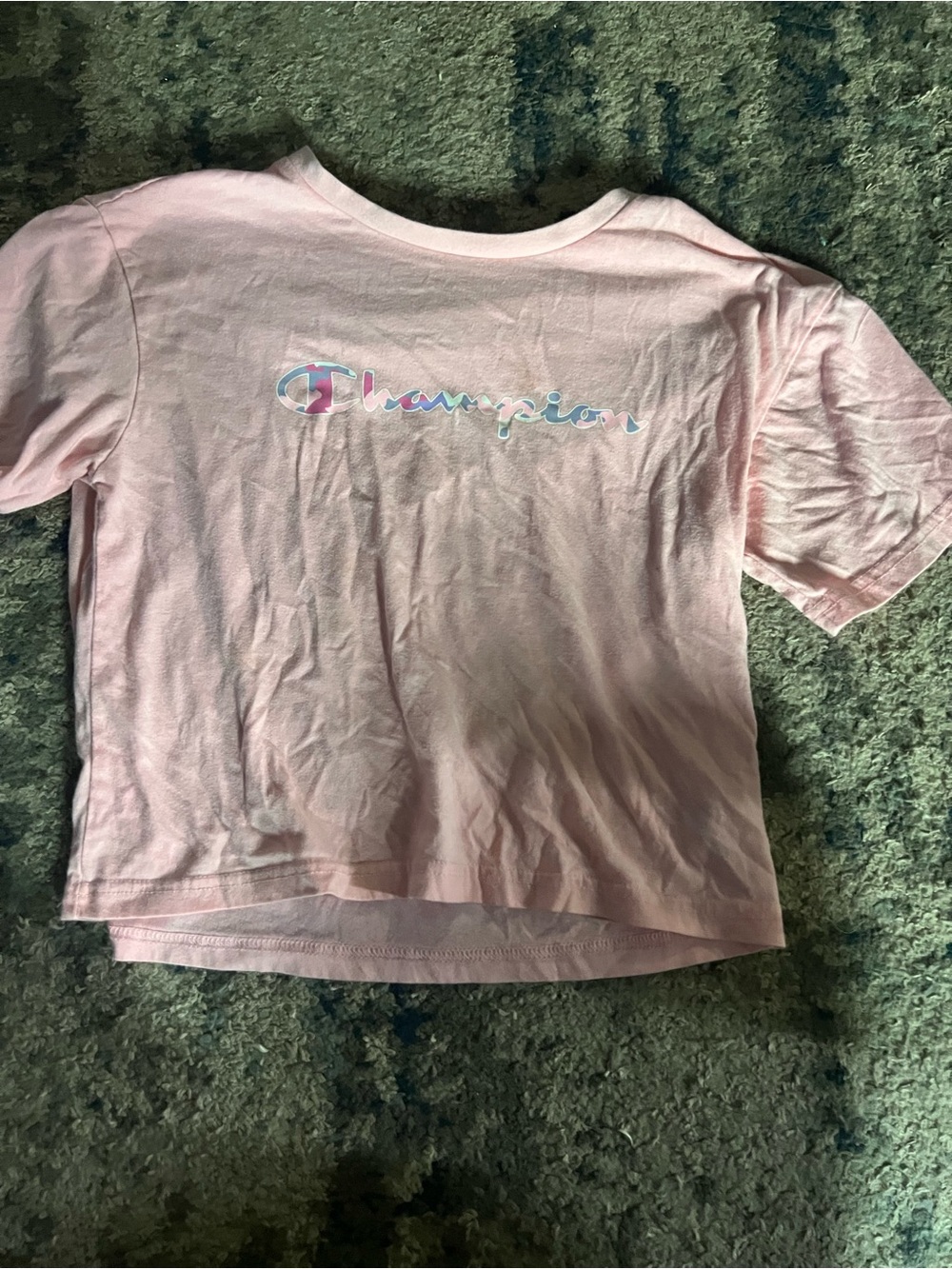 Champion Girls Pastel Pink Logo Cropped Tee